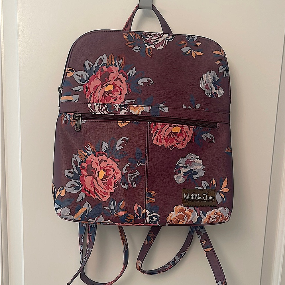 Matilda Jane Plum Perfect Floral Backpack Casual Day Pack/Vegan leather